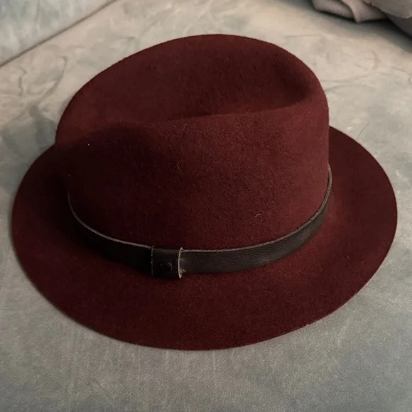 rag & bone Burgundy Fedora Hat with Black Band Rag & Bone Women main image 3